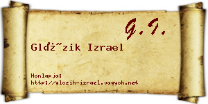 Glózik Izrael névjegykártya